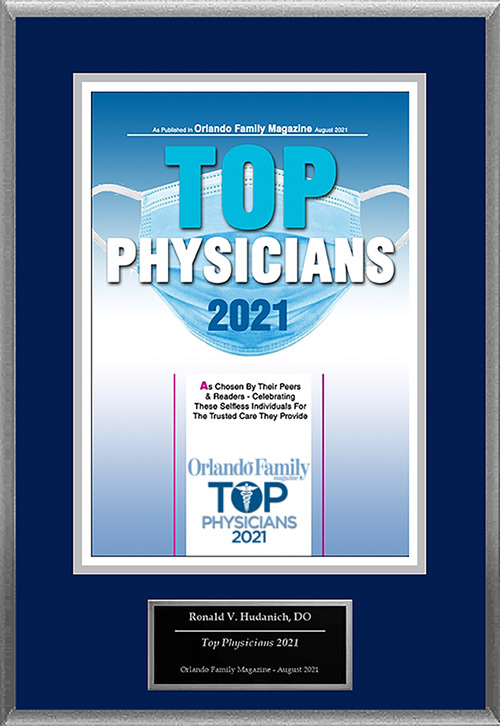 top physician award, 2021, orlando family magazine, dr hudanich, orthopedics and orthopedic surgery